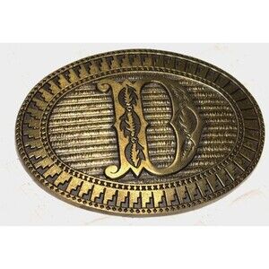 Initial D Letter Men Belt Buckle Metal Cowboy Rodeo Western Solid Brass